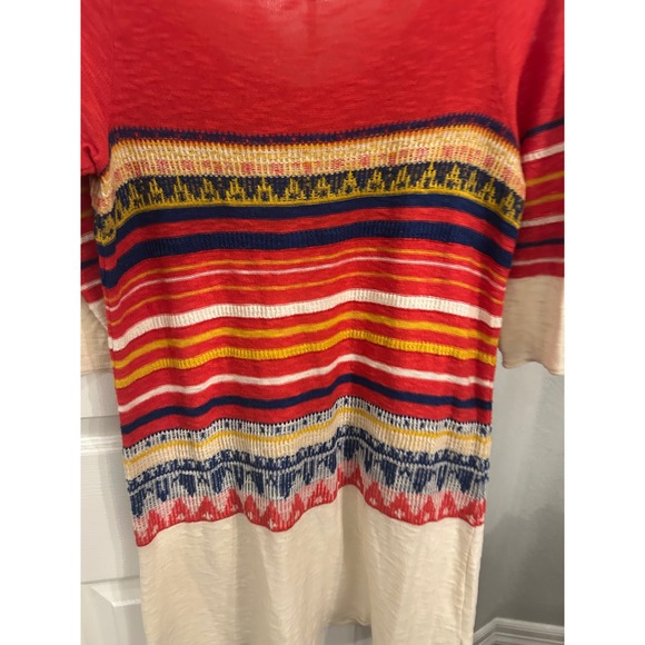Free People Red Multi Color Striped Boho Knit Mini Dress Tunic XS - Picture 8 of 8